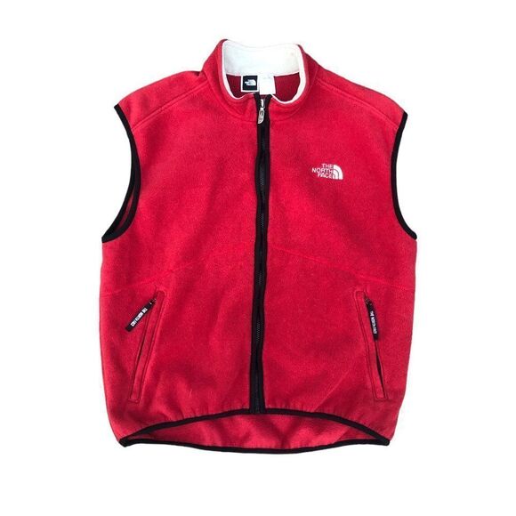 Vintage The North Face Fleece Jacket Vest Red Large - Picture 4 of 12